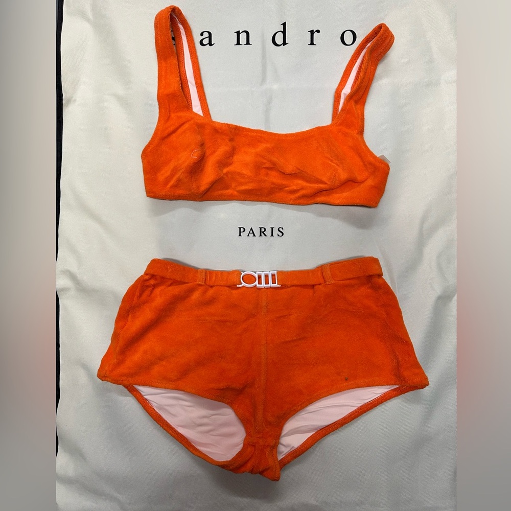 SOLID & STRIPED Bright Orange Velour Bikini Set